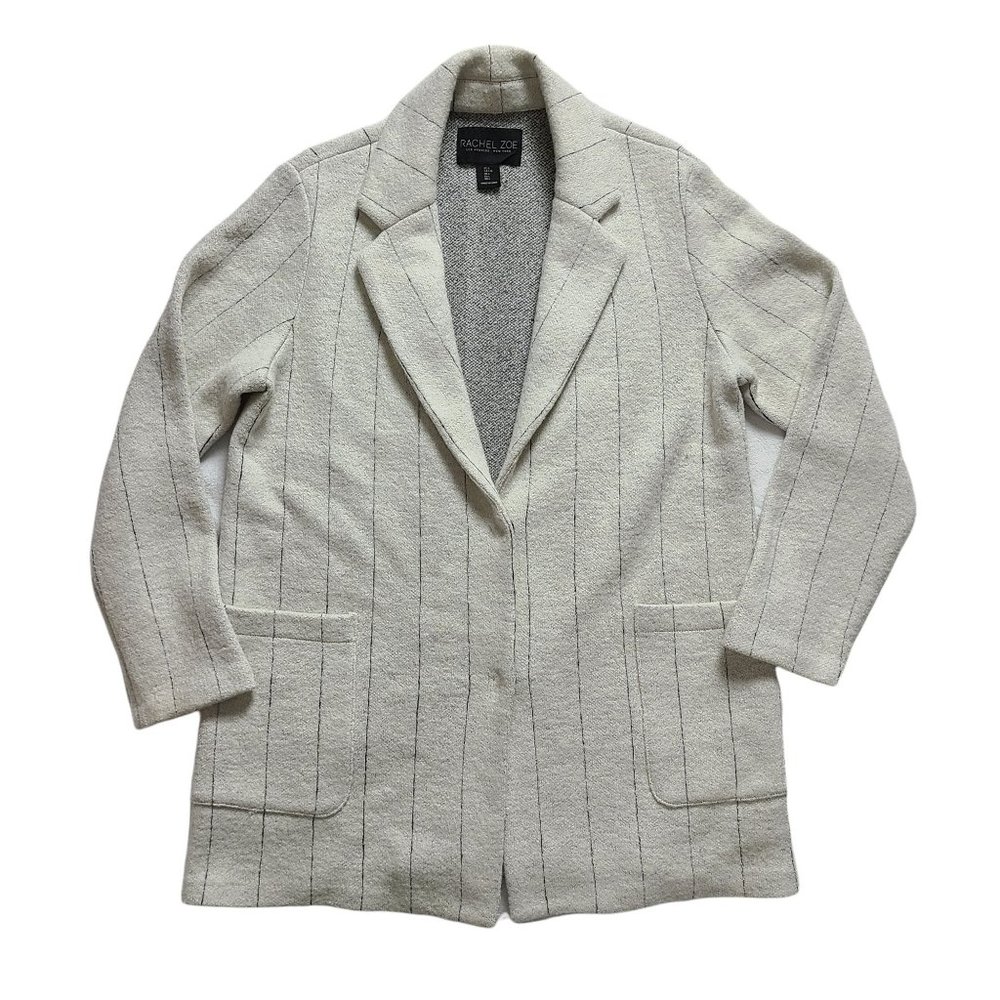 Rachel Zoe Wool Viscose Pinstripe Blazer Jacket Quiet Luxury Old Money Size L